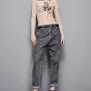 Jeans grigio sigaretta a vita alta