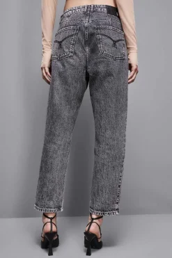 Jeans grigio sigaretta a vita alta
