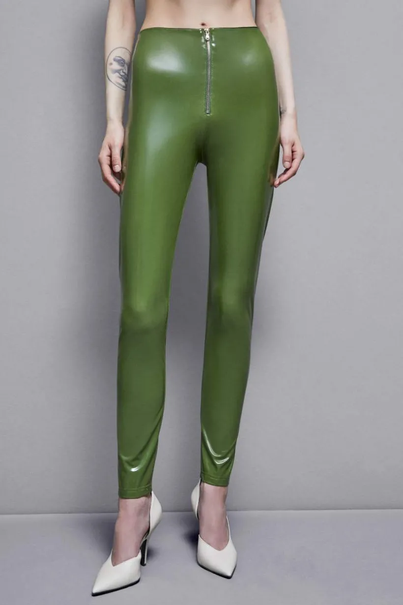 Leggings a vita alta in ecopelle