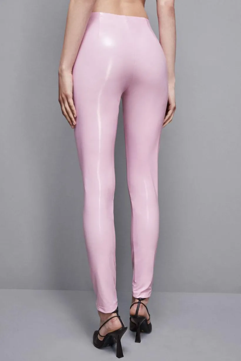 Leggings a vita alta in ecopelle