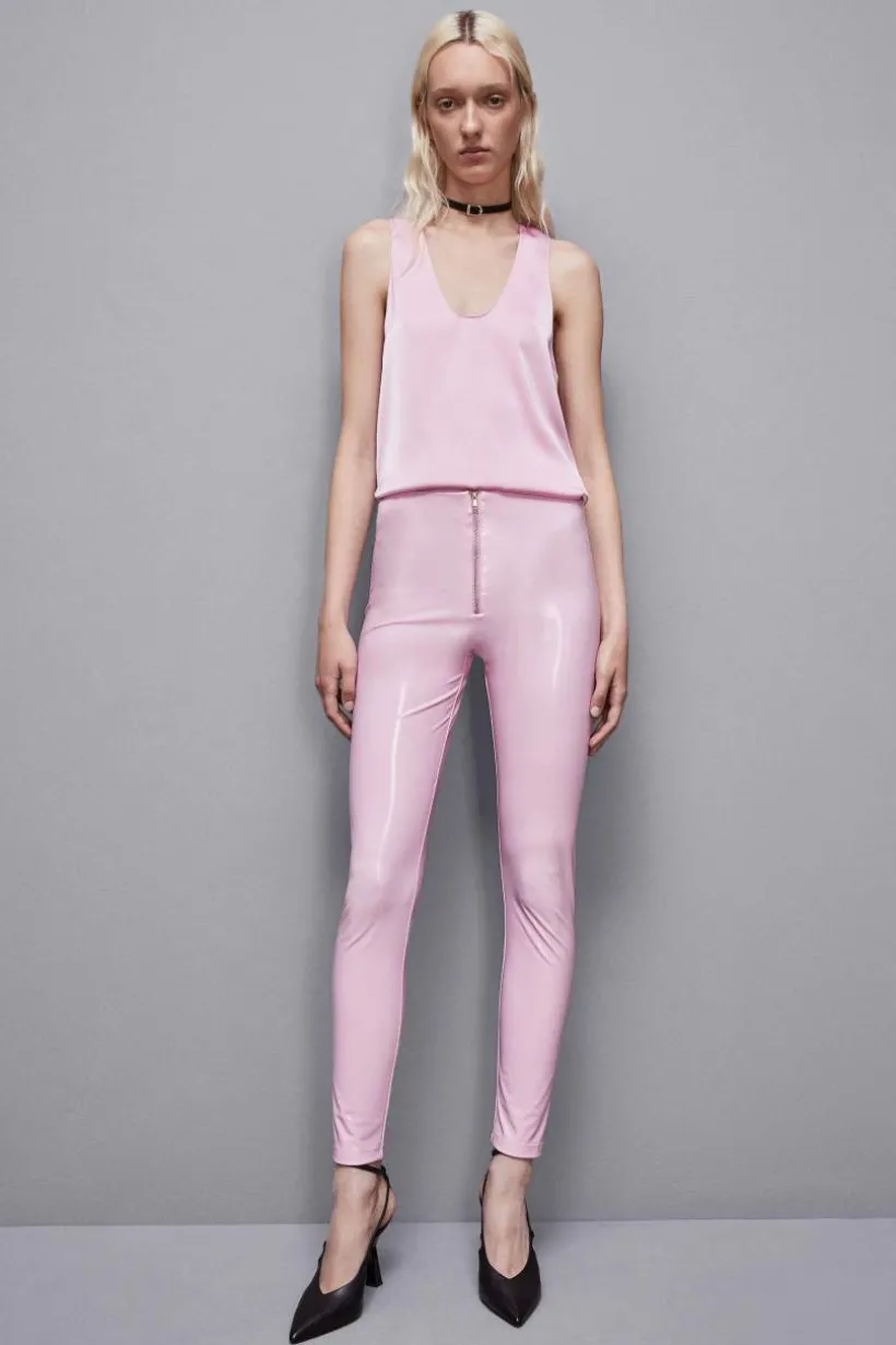 Leggings a vita alta in ecopelle