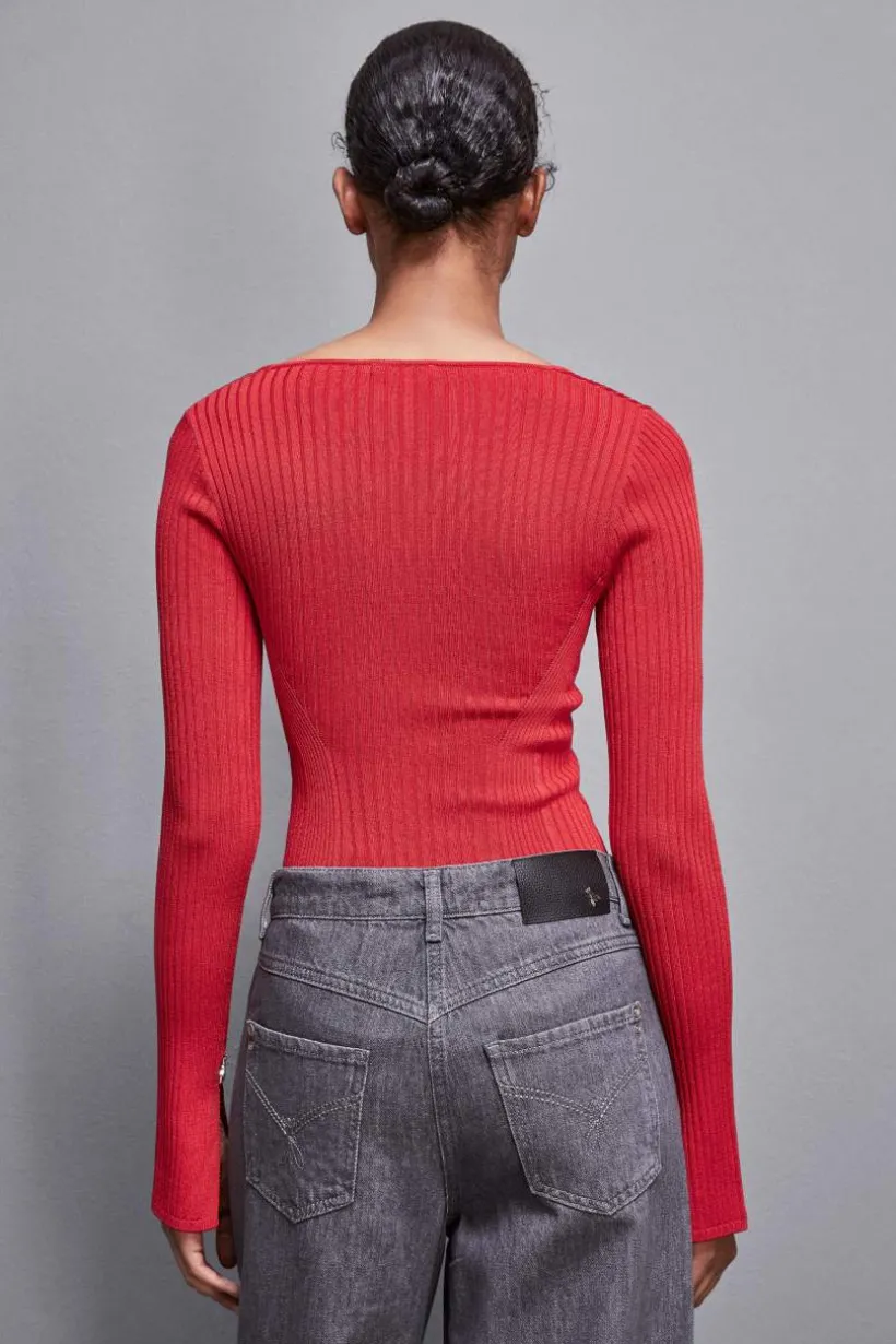 Maglia a costine in misto viscosa