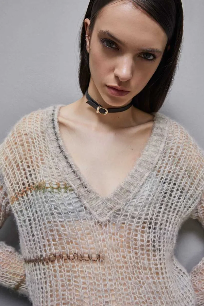 Maglia a rete in misto lana