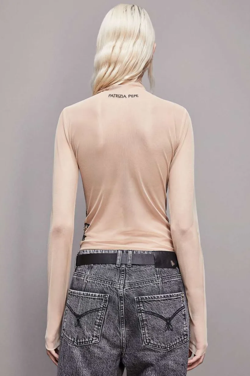 Maglia con ricamo in tulle