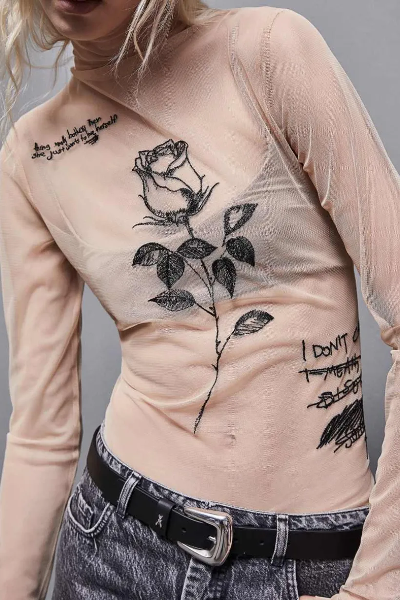Maglia con ricamo in tulle