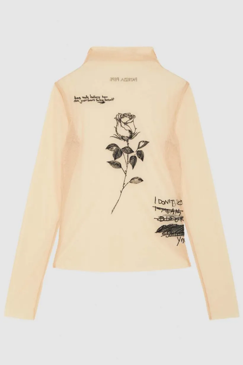 Maglia con ricamo in tulle