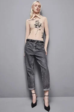 Maglia con ricamo in tulle