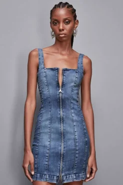 Mini abito in jeans senza maniche