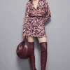 Minigonna con zip in georgette fantasia