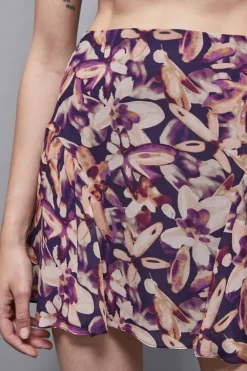 Minigonna con zip in georgette fantasia
