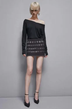Minigonna in crêpe a vita bassa