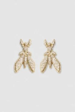 Orecchini in ottone e vetro con strass