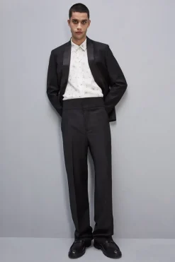 Pantalone a vita alta in fresco lana