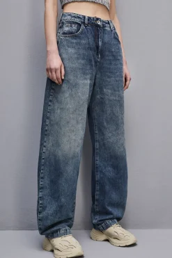Pantalone baloon a vita bassa in denim