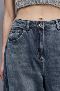 Pantalone baloon a vita bassa in denim