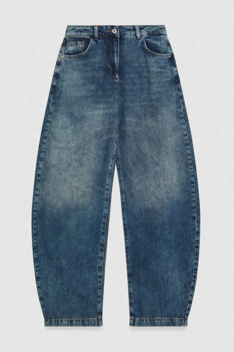 Pantalone baloon a vita bassa in denim