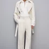 Pantalone con pinces in twill di viscosa