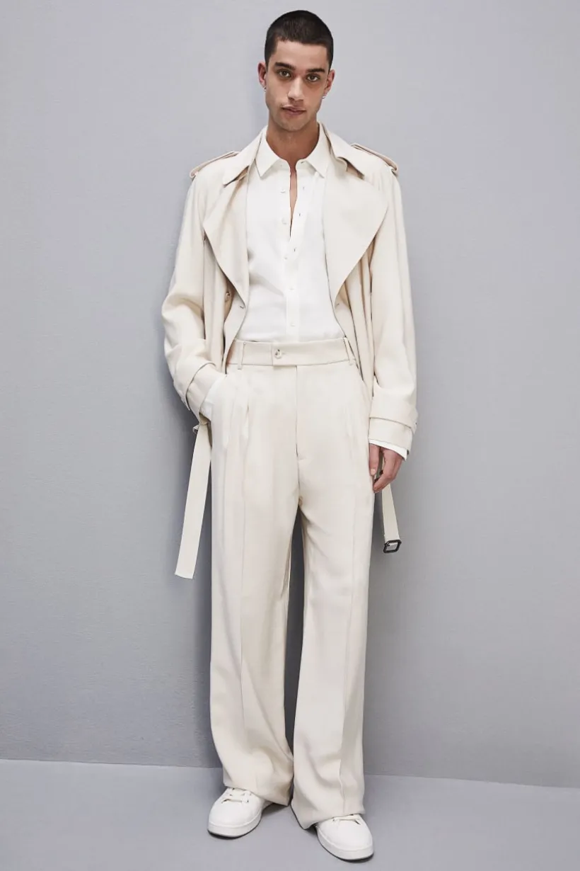 Pantalone con pinces in twill di viscosa