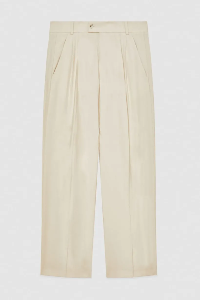 Pantalone con pinces in twill di viscosa