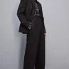 Pantalone con pinces misto lino e viscosa
