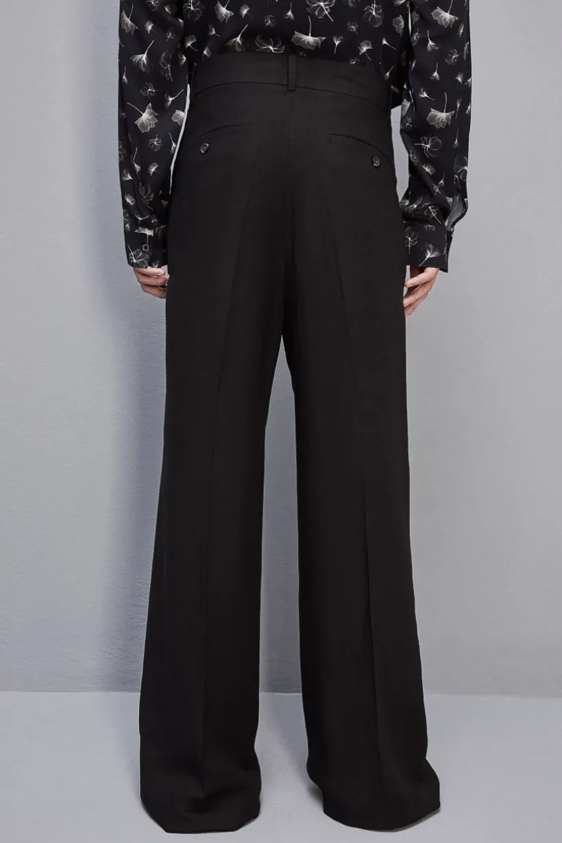 Pantalone con pinces misto lino e viscosa