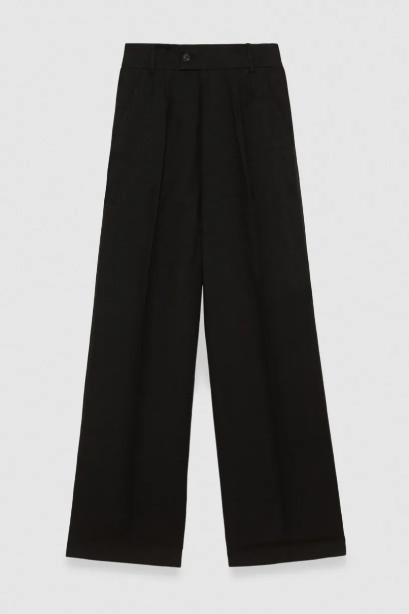 Pantalone con pinces misto lino e viscosa