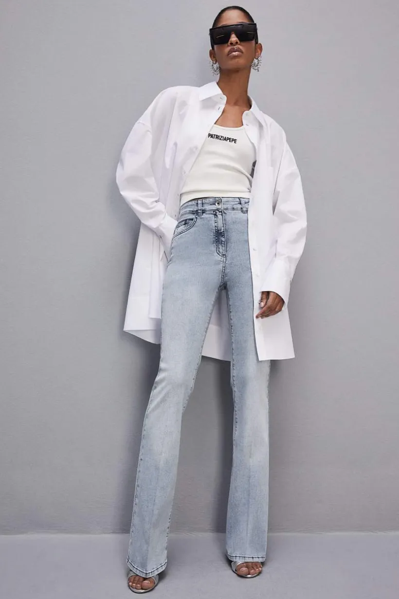 Pantalone slim in denim blu