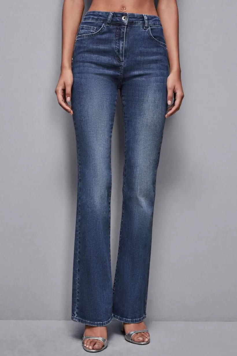 Pantalone slim in denim blu