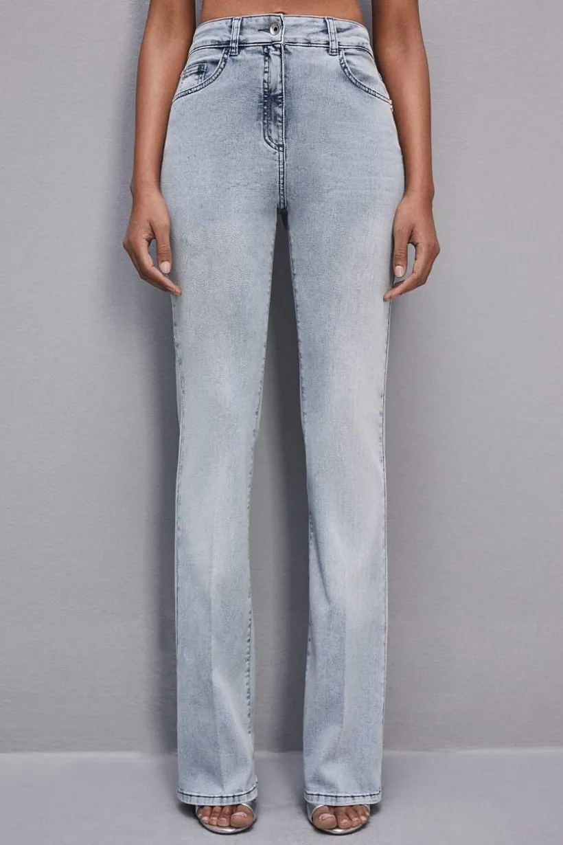Pantalone slim in denim blu