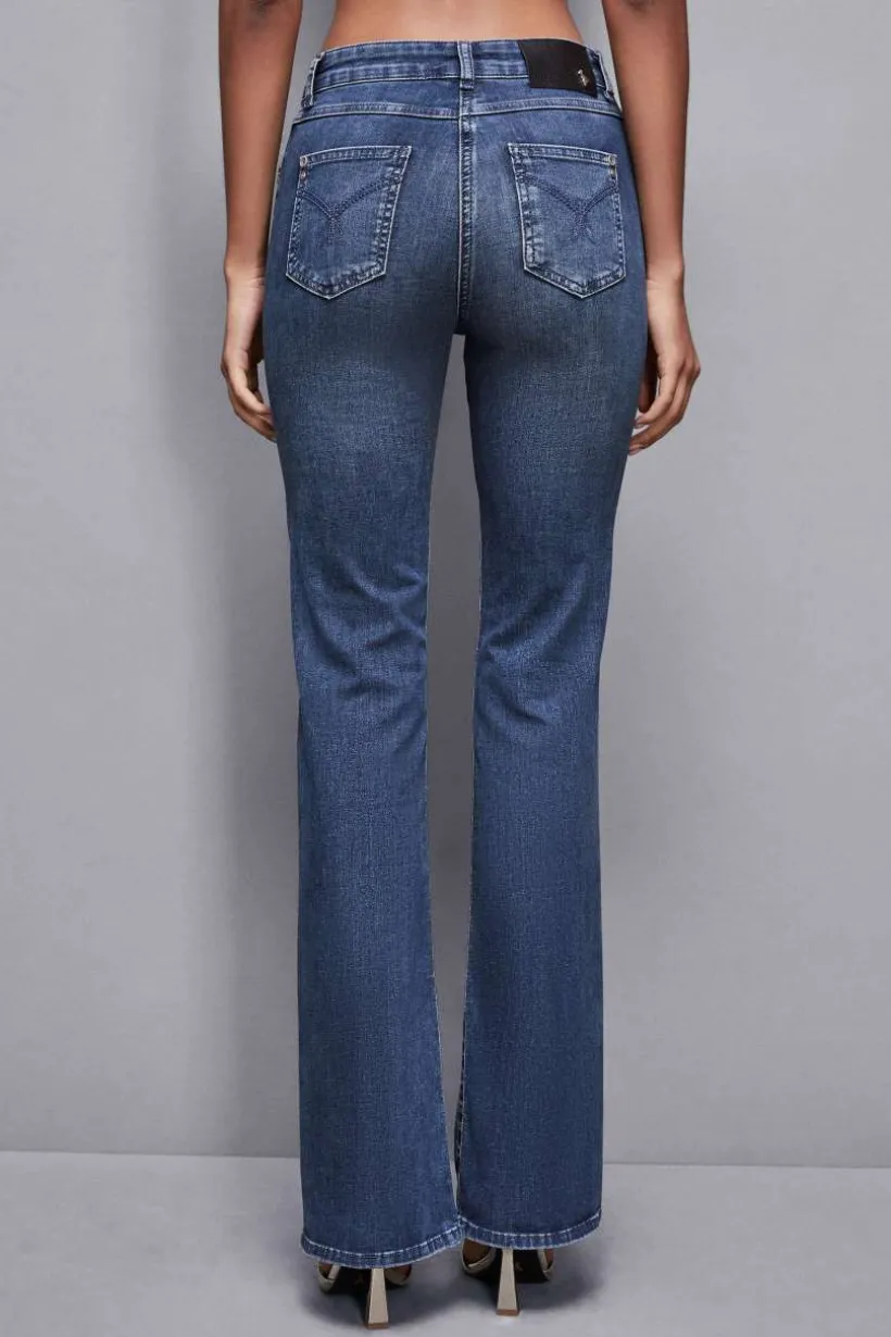 Pantalone slim in denim blu