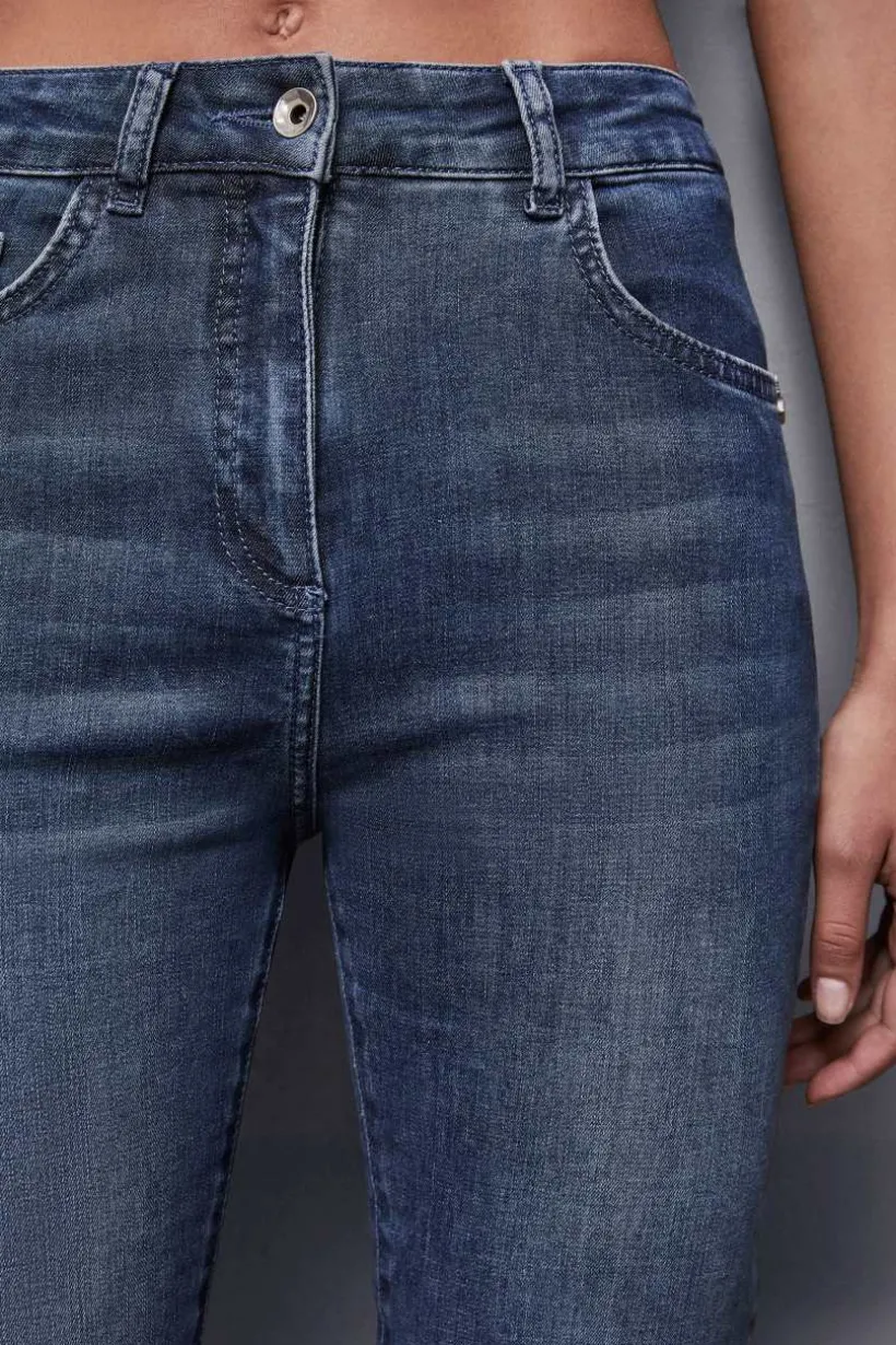Pantalone slim in denim blu