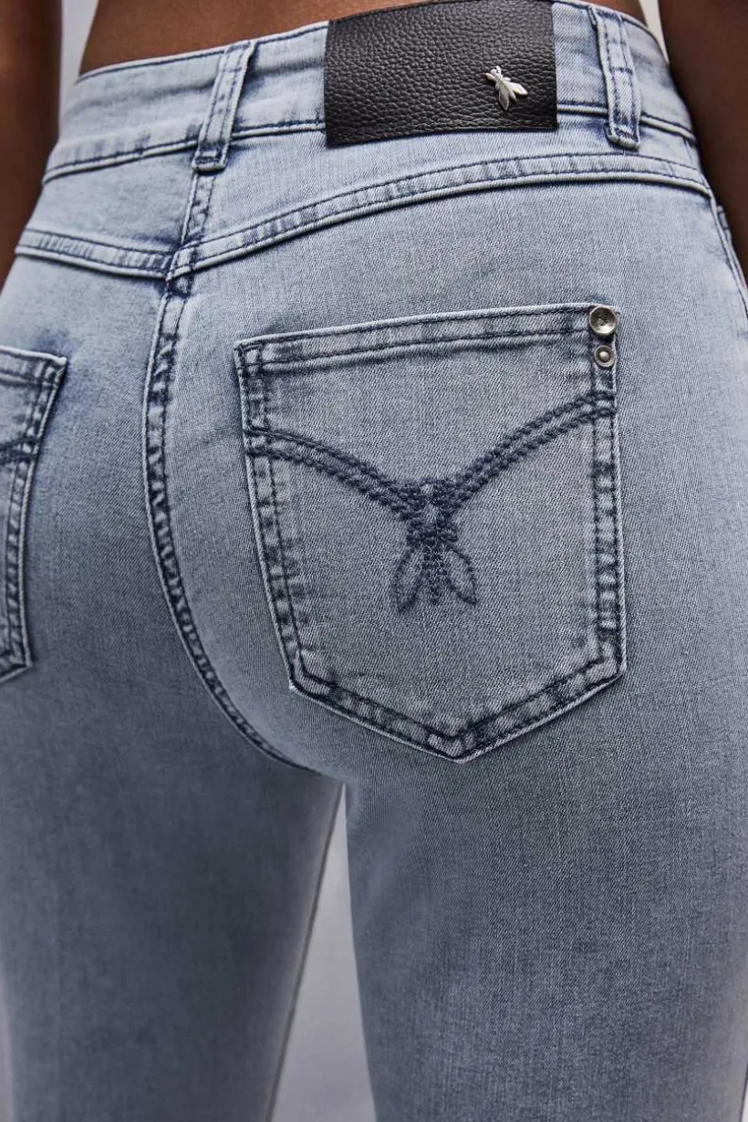 Pantalone slim in denim blu