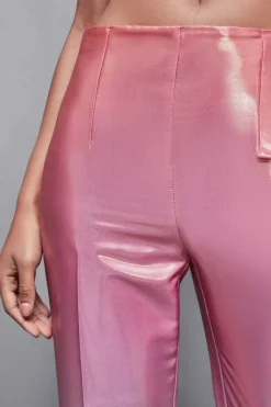 Pantaloni a vita alta in raso