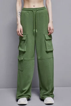 Pantaloni cargo in felpa misto cotone