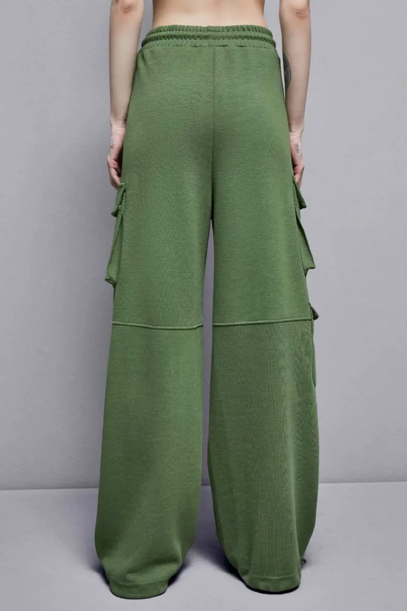 Pantaloni cargo in felpa misto cotone