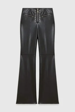 Pantaloni svasati a vita alta in similpelle