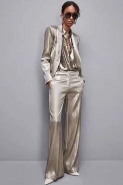 Pantaloni vita bassa in raso crepe