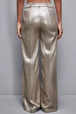 Pantaloni vita bassa in raso crepe