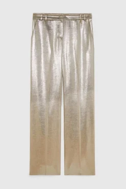 Pantaloni vita bassa in raso crepe