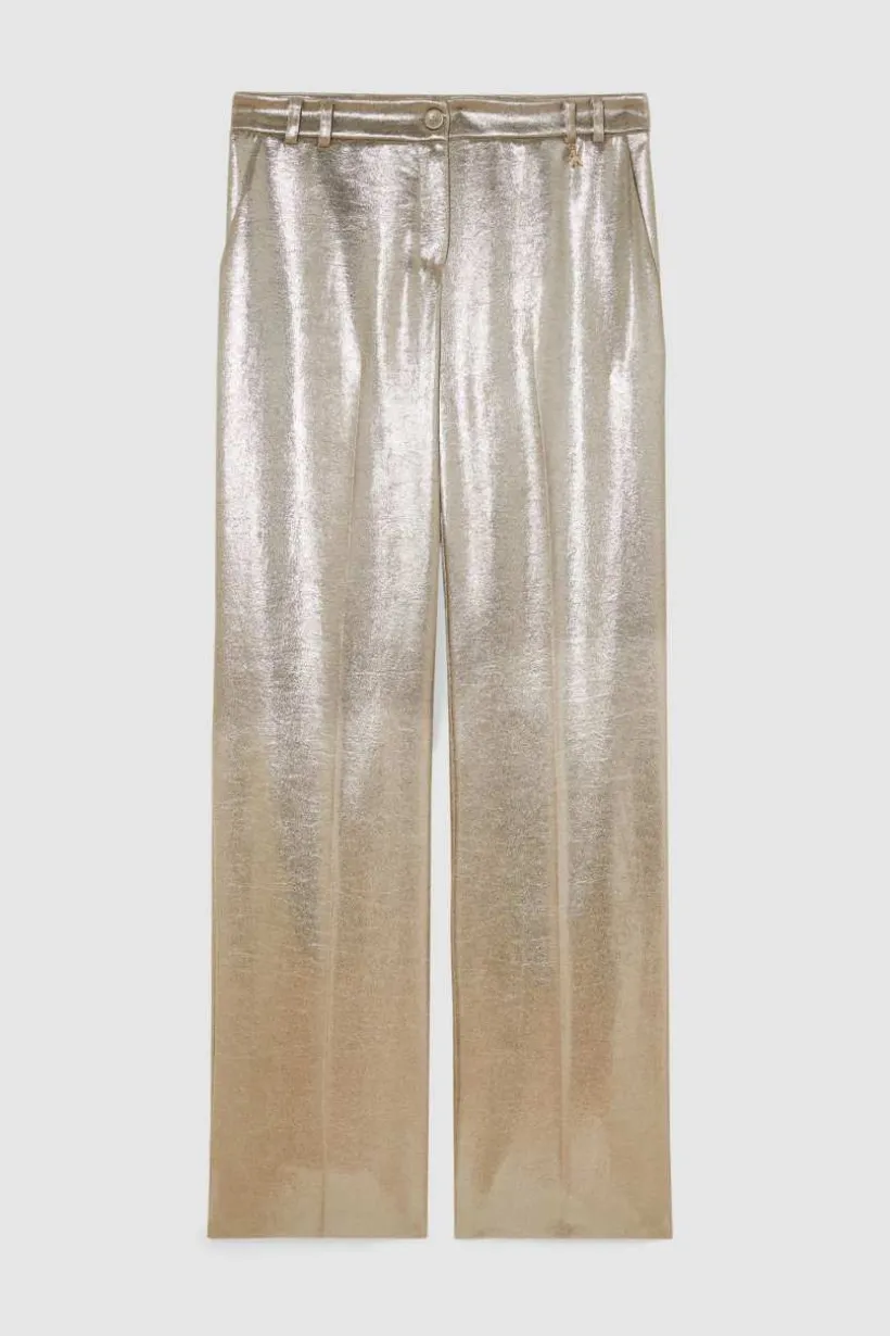 Pantaloni vita bassa in raso crepe