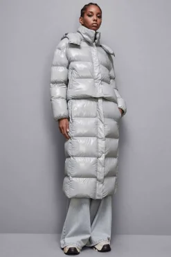Piumino lungo in nylon lucido