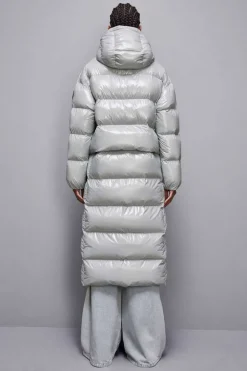 Piumino lungo in nylon lucido