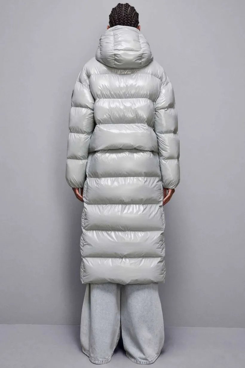 Piumino lungo in nylon lucido