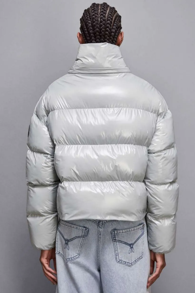 Piumino lungo in nylon lucido