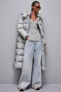 Piumino lungo in nylon lucido