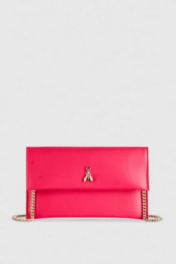 Pochette in pelle con tracolla a catena