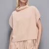 Poncho con frange in lana organica