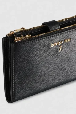 Portafoglio in pelle con doppia zip