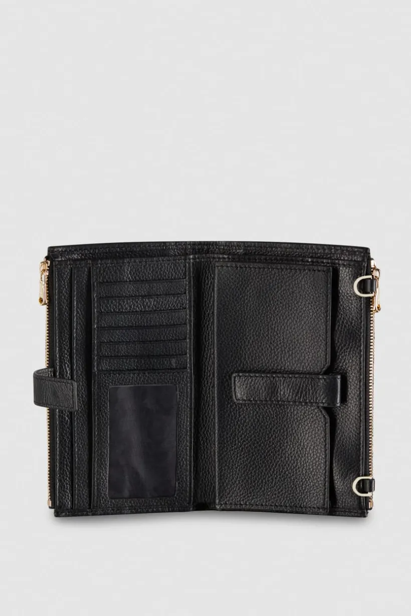 Portafoglio in pelle con doppia zip