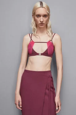 Reggiseno con strass in jersey e tulle